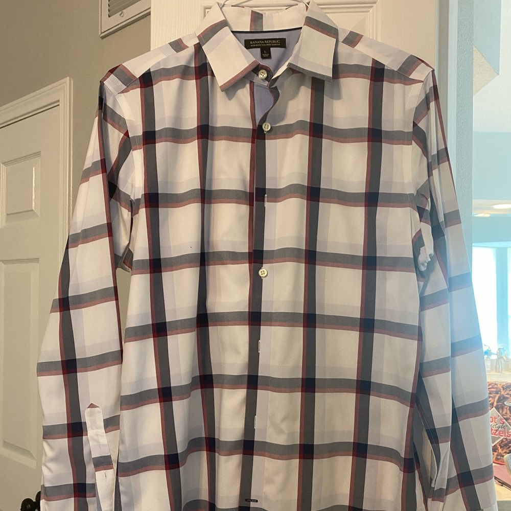 Men’s banana republic plaid dress shirt